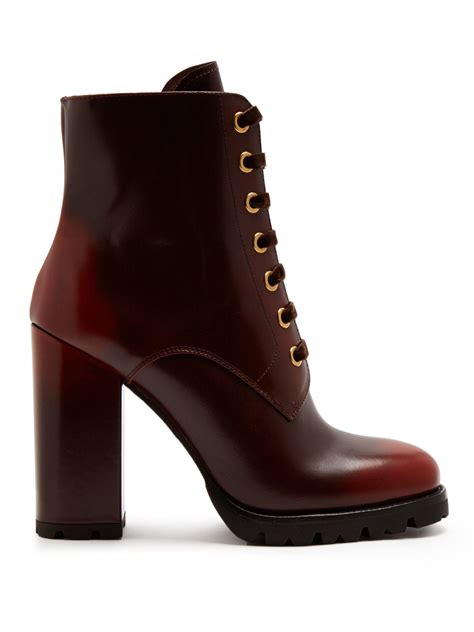 brown leater prada boots|prada chunky heel ankle boots.